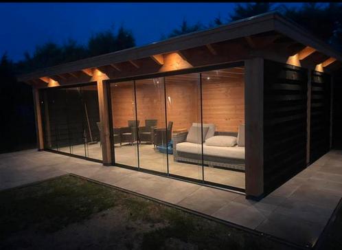Glazen Schuifwanden INCLUSIEF MONTAGE🔐 WINTERKORTING ‼️, Tuin en Terras, Overkappingen, Zo goed als nieuw, Ophalen of Verzenden