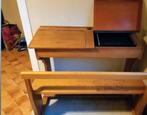 Vintage schoolbank, jaren 50 of ouder, Huis en Inrichting, Bureaus, Ophalen, Gebruikt