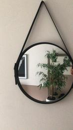 ronde spiegel in leder afwerking, Maison & Meubles, Accessoires pour la Maison | Miroirs, Comme neuf, Rond, Moins de 50 cm, Enlèvement