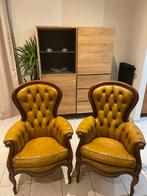 Fauteuil a l’ancienne en cuir, Maison & Meubles, Enlèvement, Comme neuf, Cuir