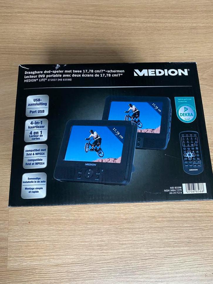 Lecteur USB, Cartes et DVD, avec 2 ecrans et support voiture, Audio, Tv en Foto, Fotografie | Fotostudio en Toebehoren, Gebruikt