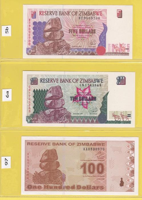 ZIMBABWE - LOT BILJETTEN (3 stuks), Postzegels en Munten, Bankbiljetten | Afrika, Setje, Zimbabwe, Ophalen of Verzenden