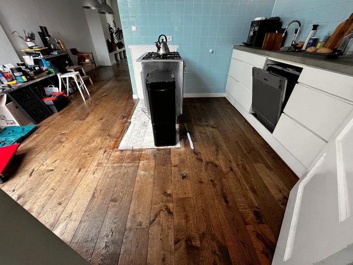 Eiken multiplank vloer 35 m² incl ondervloer niet verlijmd, Doe-het-zelf en Bouw, Hout en Planken, Gebruikt, Plank, Eiken, 200 tot 250 cm