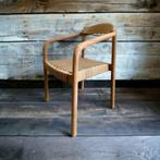 Massief houten stoel met gewoven zitting & armleuning, Ophalen