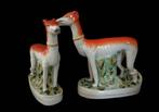Paar antieke Engelse keramische windhonden Stafforshire, Ophalen