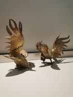 Set van 2 bronzen vechtende hanen, Ophalen of Verzenden