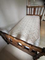 Houten antieke bed met auping resort zonder matras, Eenpersoons, Bruin, 210 cm, Hout