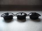 3 Mini Ovenschotels Met Deksel - Ovaal, Enlèvement ou Envoi, Comme neuf, Poterie, Balance ou Balances