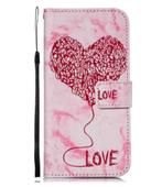 Samsung Galaxy S9 Plus Bookcase hoesje Love hart - Roze, Telecommunicatie, Nieuw, Hoesje of Tasje, Overige modellen, Verzenden