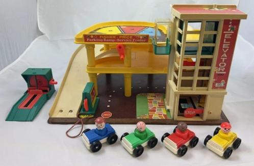 Fisher Price parkeergarage 930 vintage 1970s garage compleet, Kinderen en Baby's, Speelgoed | Fisher-Price, Zo goed als nieuw