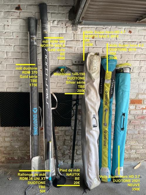 2017 Quatro board, zeil superhero DUOTONE 2022 en tuigage, Watersport en Boten, Windsurfen, Zo goed als nieuw, Plank, Minder dan 250 cm