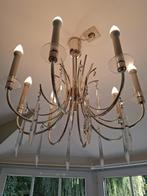 Luster/luchter met glazen geslepen (kristal?) pegels, Huis en Inrichting, Lampen | Kroonluchters, Ophalen, Gebruikt, Glas