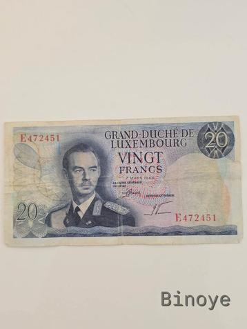 Luxembourg – Billet 20F – 07/03/1966 – rare
 beschikbaar voor biedingen