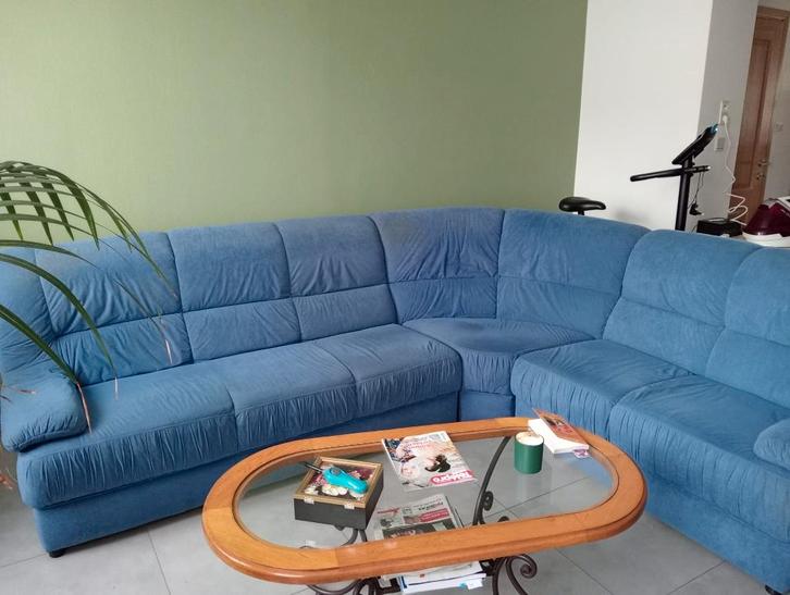 Salon, Huis en Inrichting, Zetels | Zetels, Gebruikt, Hoekbank, Overige maten, 300 cm of meer, Stof, Ophalen