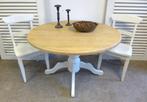 Prachtige witte landelijke ronde eiken eettafel 120 cm, Huis en Inrichting, Tafels | Eettafels, Ophalen, Zo goed als nieuw, Vijf personen of meer
