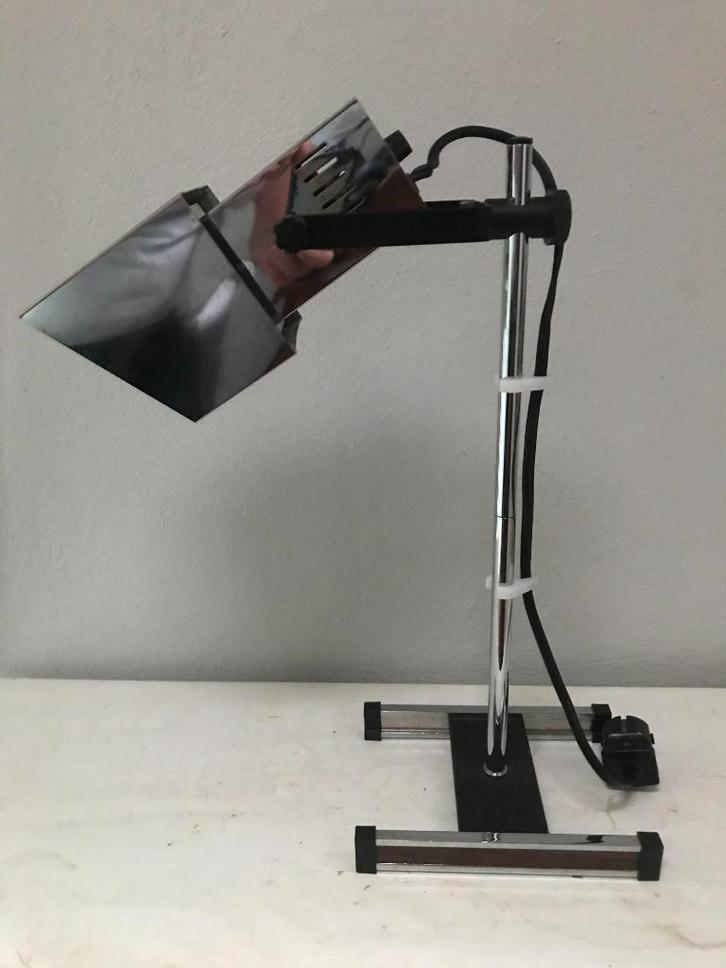 Verchroomde Kubus Tafellamp van Robert Sonneman, Huis en Inrichting, Lampen | Tafellampen, Zo goed als nieuw, Minder dan 50 cm