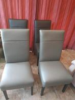 Lederen eetkamerstoelen met hoge rug 4stuks 160€, Ophalen, Zo goed als nieuw