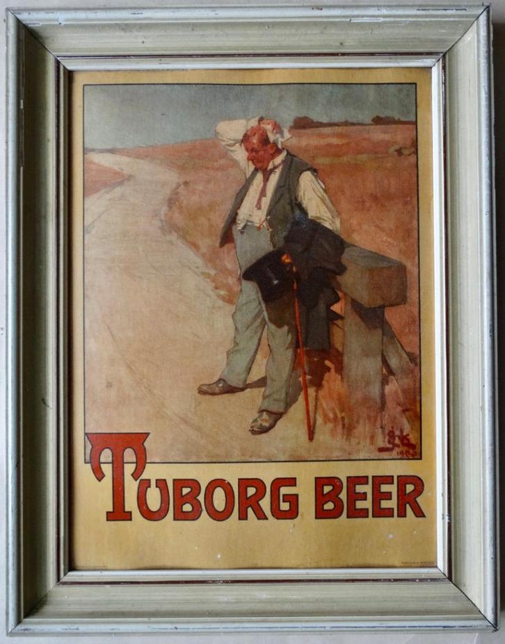 Reclame voor bier in Tuborg, Verzamelen, Biermerken, Ophalen of Verzenden