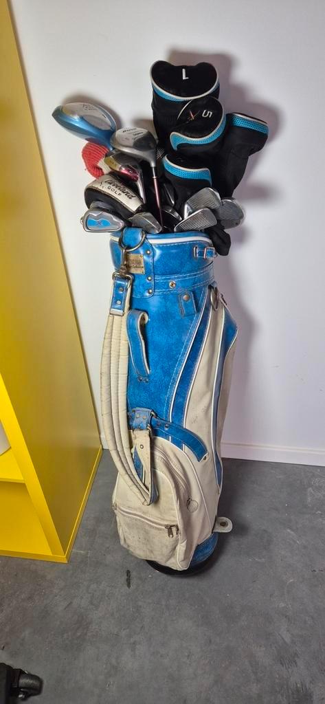 2 tassen Golf set + trolley + golfballen, Sport en Fitness, Golf, Gebruikt, Set, Ophalen