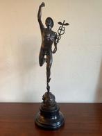 Bronzen beeld Mercurius Hermes naar Giambologna Gesigneerd, Antiek en Kunst, Ophalen of Verzenden