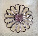 Antieke zilveren broche met amethist, Handtassen en Accessoires, Antieke sieraden, Verzenden, Zilver, Broche
