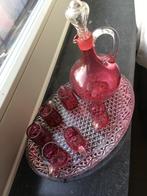 Antieke glazen karaf en 6 glaasjes, likeurset, Antiek en Kunst, Antiek | Glaswerk en Kristal, Ophalen of Verzenden