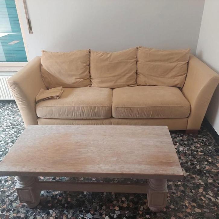 Canapé confortable 3 places cuir et tissu, Huis en Inrichting, Zetels | Zetels, Gebruikt, Rechte bank, Driepersoons, 200 tot 250 cm