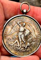 Massief zilveren medaille zilver 19e eeuw brussel beeld, Ophalen of Verzenden, Zilver
