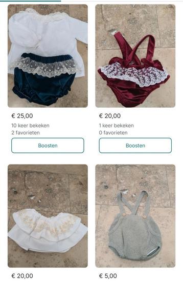 Verschillende kledij van baby tot peuter beschikbaar voor biedingen