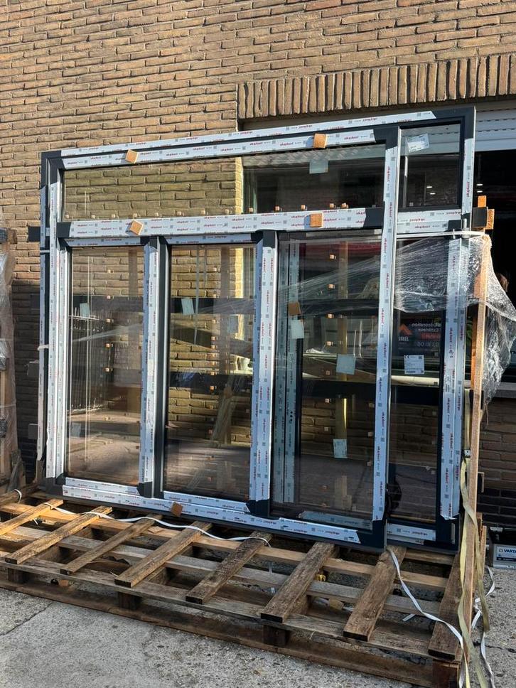 Antraciet frame met dubbele beglazing, Doe-het-zelf en Bouw, Raamkozijnen en Schuifdeuren, Nieuw, Raamkozijn, Overige materialen