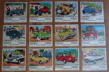 Kuifje complete reeks 12 stickers Citroën 1984 Tintin Hergé
