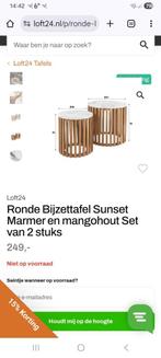 Set van 2 salontafeltjes met wit marmeren tablet, Huis en Inrichting, Tafels | Salontafels, Ophalen, Nieuw