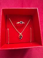 Ketting met 18k gouden ring met diamanten, Handtassen en Accessoires, Kettingen, Ophalen, Zo goed als nieuw, Met edelsteen, Goud
