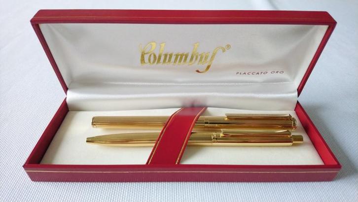 Columbus met vergulde iridium M-nib, Verzamelen, Pennenverzamelingen, Nieuw, Pennenset, Overige merken, Met doosje, Ophalen of Verzenden