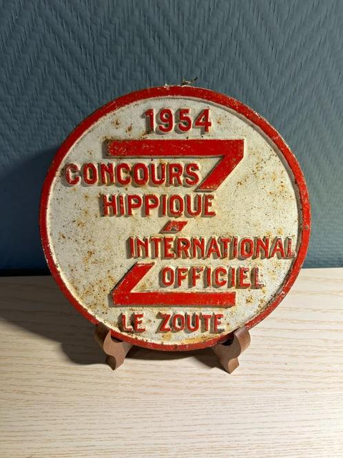 Gietijzeren Bord "Concours Hippique Le Zoute" van 1954, Antiek en Kunst, Curiosa en Brocante, Ophalen