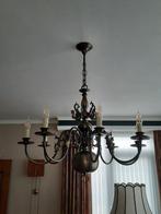 Mooie bronzen 8 armige luster met vissen en zeemeerminnen, Huis en Inrichting, Lampen | Kroonluchters, Ophalen, Gebruikt, Metaal