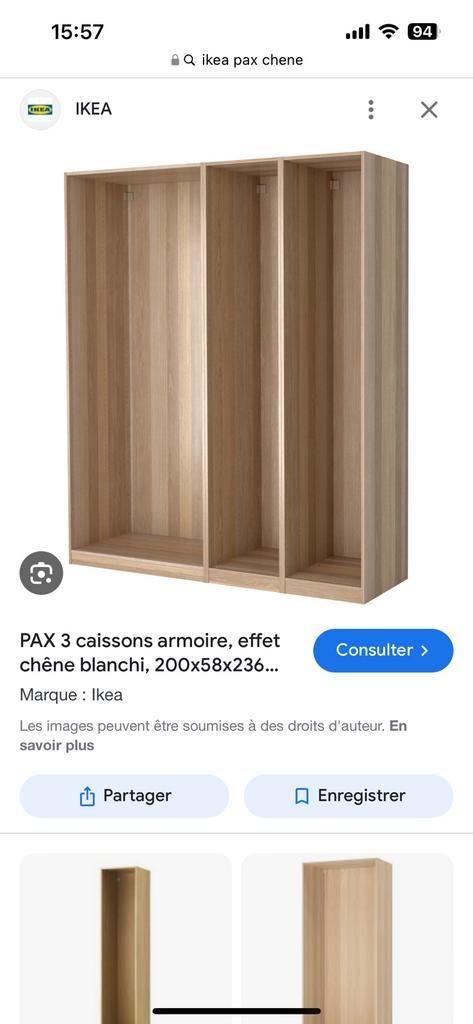 Dressing PAX IKEA couleur chêne, Maison & Meubles, Armoires | Penderies & Garde-robes, Comme neuf, Chêne