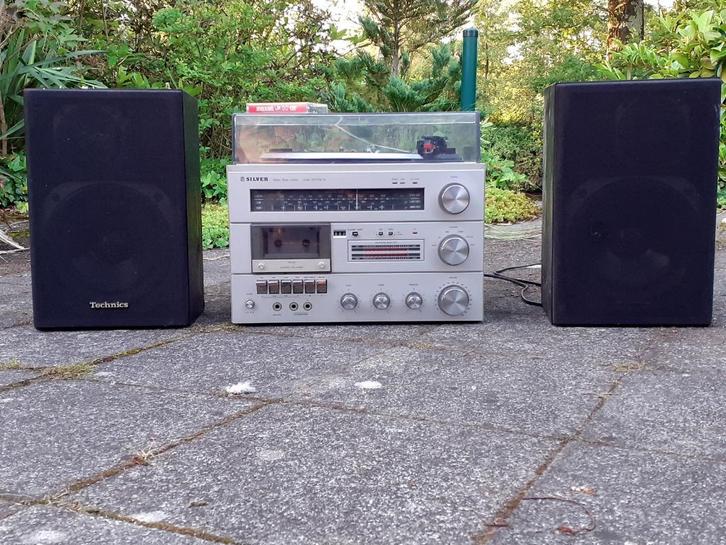 Vintage stereoketen Silver met 2 luidsprekers, 2 * 50 Watt., Audio, Tv en Foto, Stereoketens, Gebruikt, Cassettedeck, Tuner of Radio