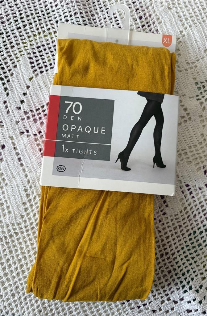 Ondoorzichtige panty 70 Den matte afwerking mosterdkleur XL, Kleding | Dames, Leggings, Maillots en Panty's, Nieuw, Panty, Maat 48/52 (XL)