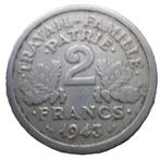 FRANCE....2 francs Francisque année 1943, Timbres & Monnaies, Envoi, France