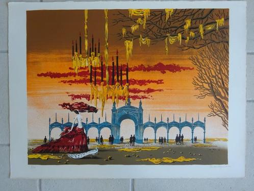 Gaston Bogaert, litho 9/145, composition surréaliste 50 x 65, Antiek en Kunst, Kunst | Litho's en Zeefdrukken, Ophalen of Verzenden