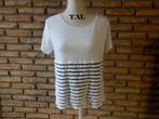(183) -blouse femme t.42 noire - blanche - jacqueline riu -, Wit, Maat 42/44 (L), Ophalen of Verzenden, Zo goed als nieuw