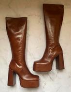 Bottes plateformes Jonak en cuir cognac – T.38, Hoge laarzen, Bruin, Nieuw, Ophalen of Verzenden