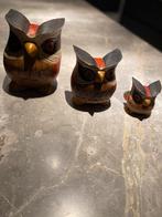 Figurines en bois : 3 hiboux, 2 poissons, Enlèvement ou Envoi, Utilisé, Animal