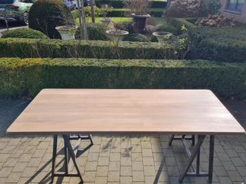 Oud massief eiken tafelblad 220 x 85 x 4 cm beschikbaar voor biedingen