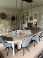 Eettafel met eiken blad, Huis en Inrichting, Tafels | Eettafels, Ophalen, Gebruikt, 100 tot 150 cm, Eikenhout