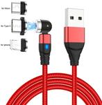 540⁰ Magnetische USB Kabel Rood Data_Sync en Opladen - 30cm, Telecommunicatie, Mobiele telefoons | Toebehoren en Onderdelen, Nieuw