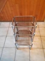 Vintage bijzettafels, Huis en Inrichting, Ophalen, Gebruikt, Rechthoekig, Glas