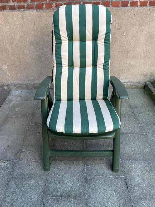 2 Tuinstoelen/ Relaxzetels met aangepaste kussens, Hartman, Tuin en Terras, Tuinstoelen, Zo goed als nieuw, Kunststof, Verstelbaar