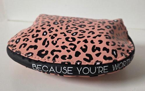 Roos afwasbaar toilettasje met print en zwarte rits., Handtassen en Accessoires, Toilettassen, Nieuw, Wit, Ophalen of Verzenden